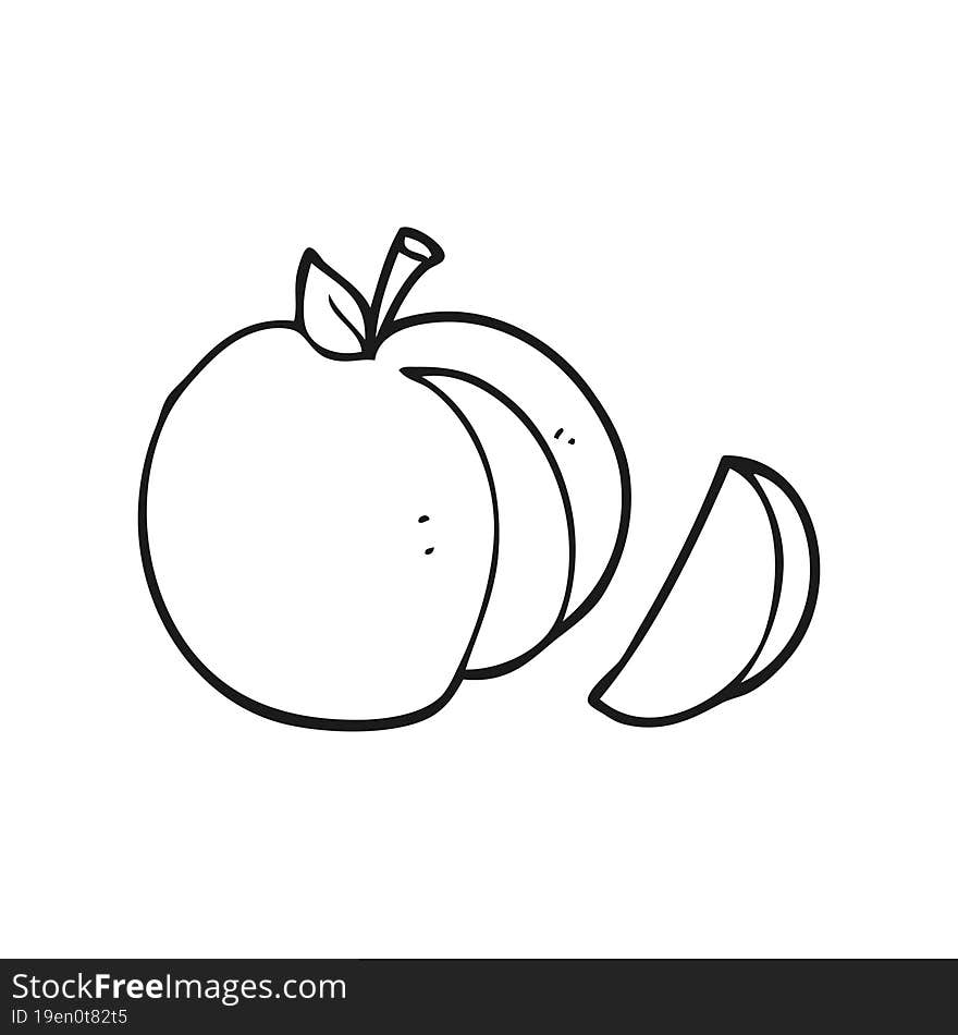 freehand drawn black and white cartoon apple