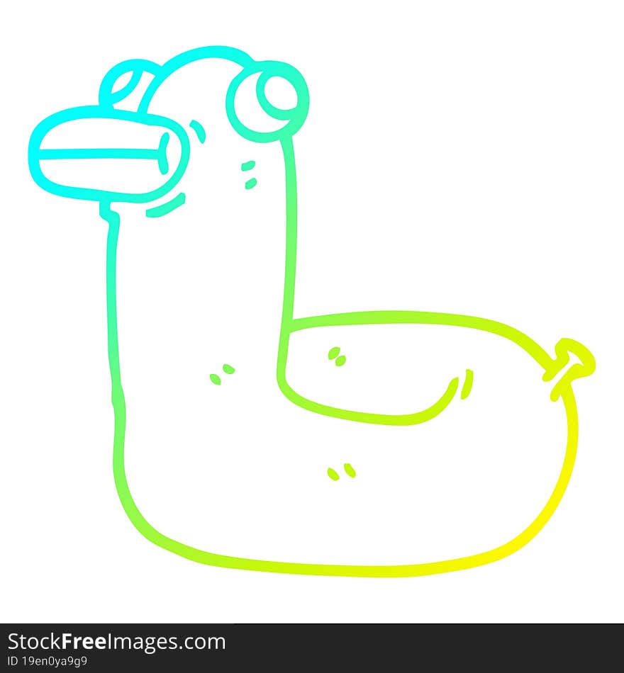 cold gradient line drawing cartoon yellow ring duck