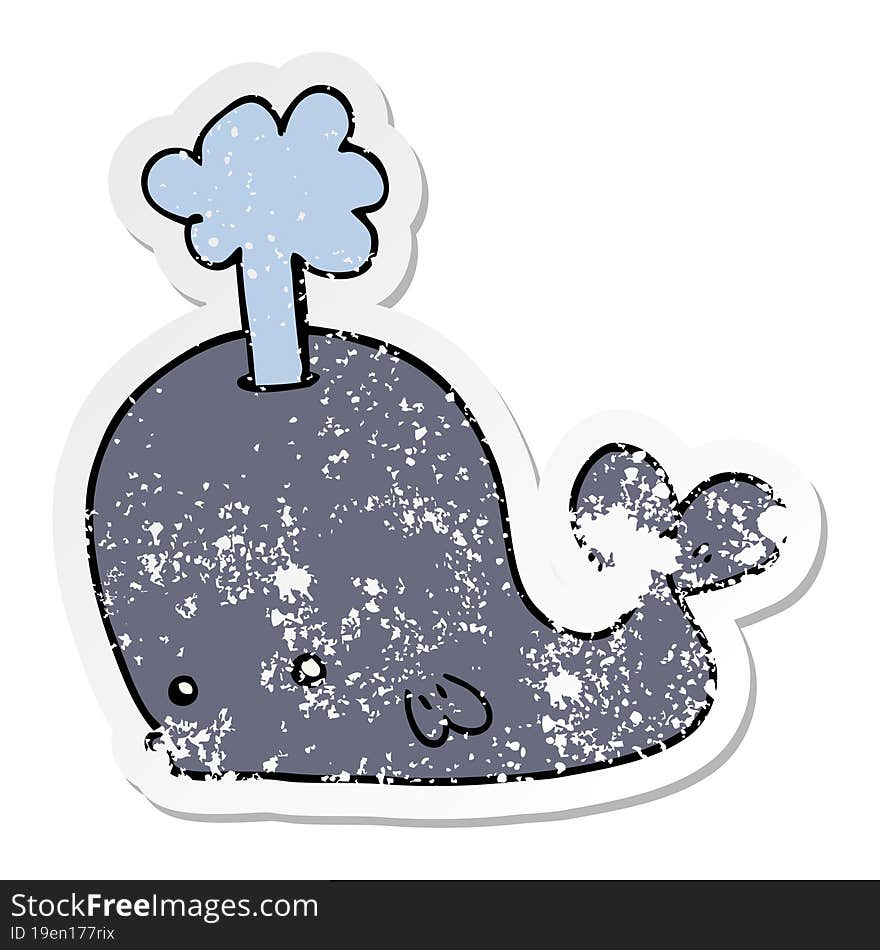 distressed sticker of a cartoon whale