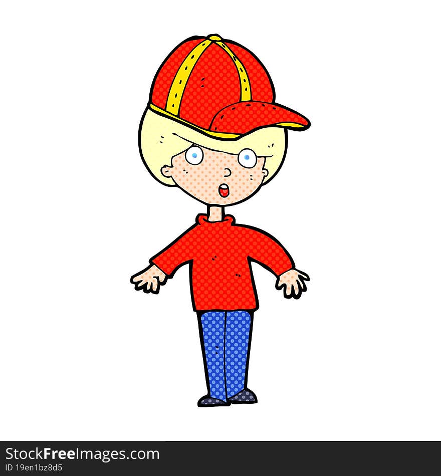 cartoon boy wearing cap