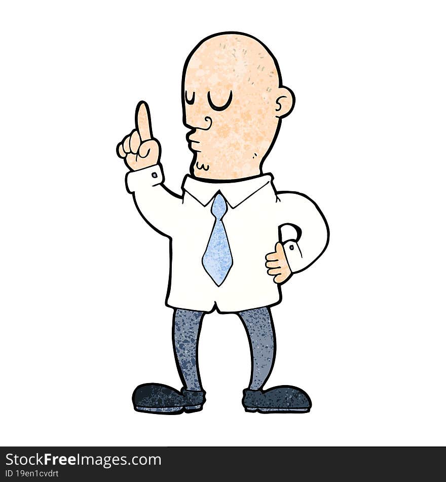 Cartoon Bald Man With Idea