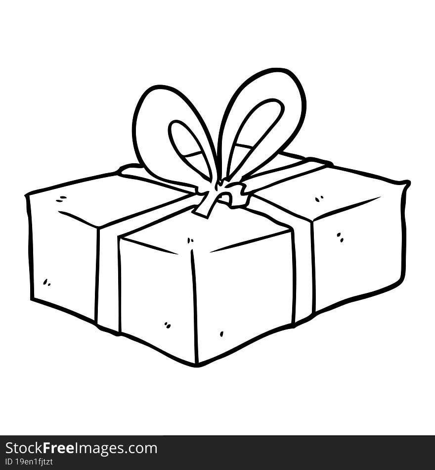 line drawing of a wrapped gift. line drawing of a wrapped gift