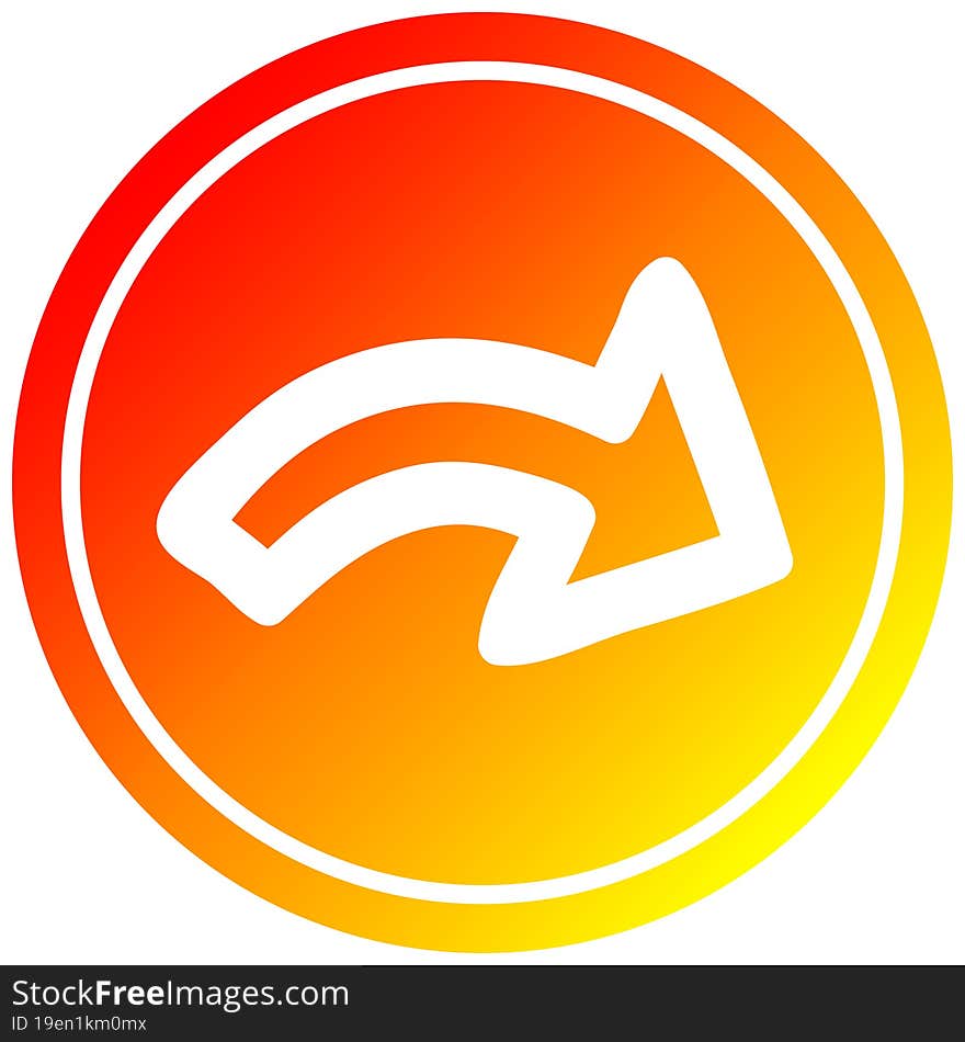 direction arrow circular in hot gradient spectrum