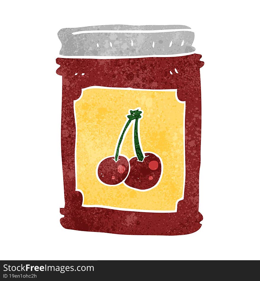 retro cartoon cherry jam jar