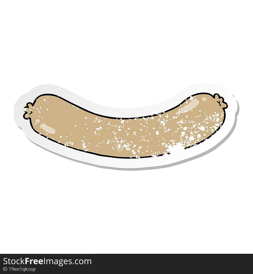 Distressed Sticker Of A Cartoon Sausage