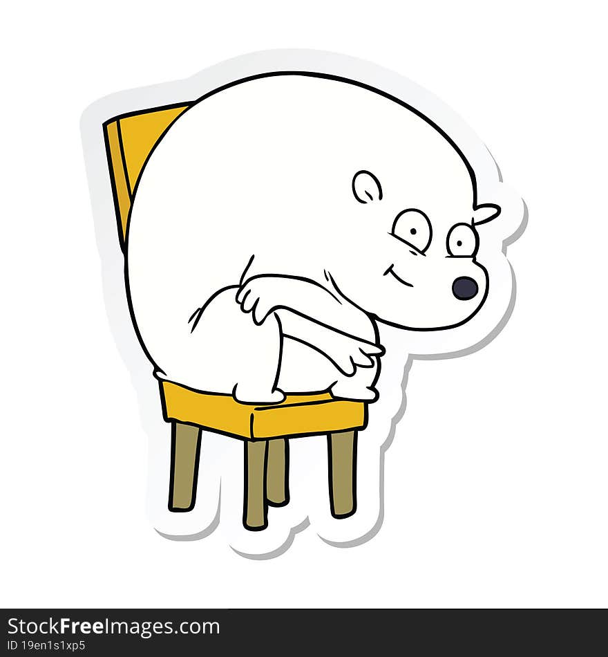 Sticker Of A Happy Polar Bear On Chair