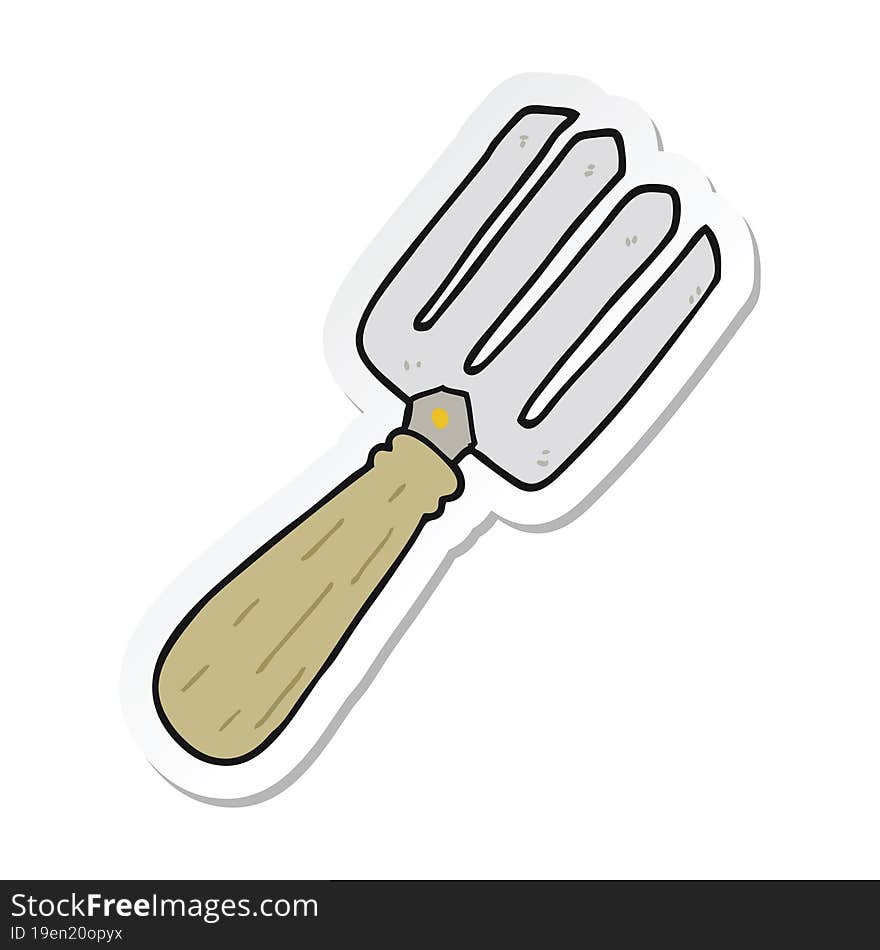 sticker of a cartoon fork