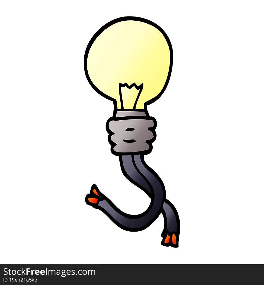 cartoon doodle glowing light bulb