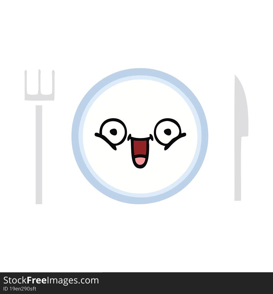 flat color retro cartoon dinner plate