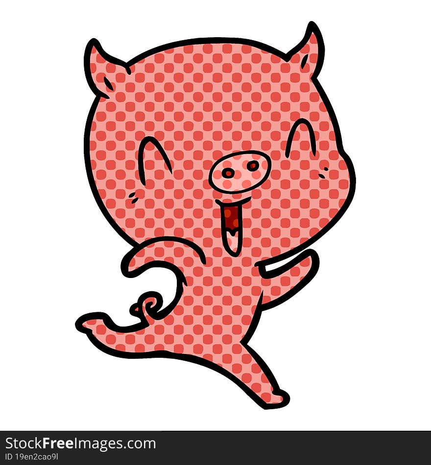 happy cartoon pig running. happy cartoon pig running