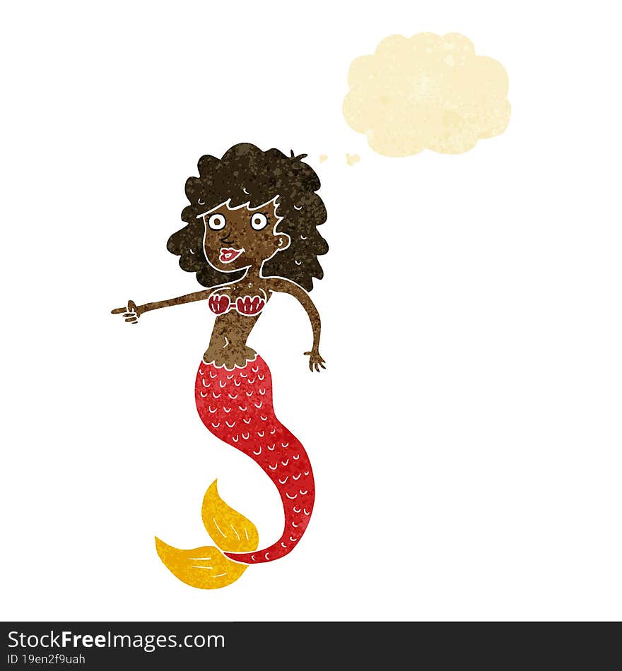 Cartoon Mermaid With Thought Bubble