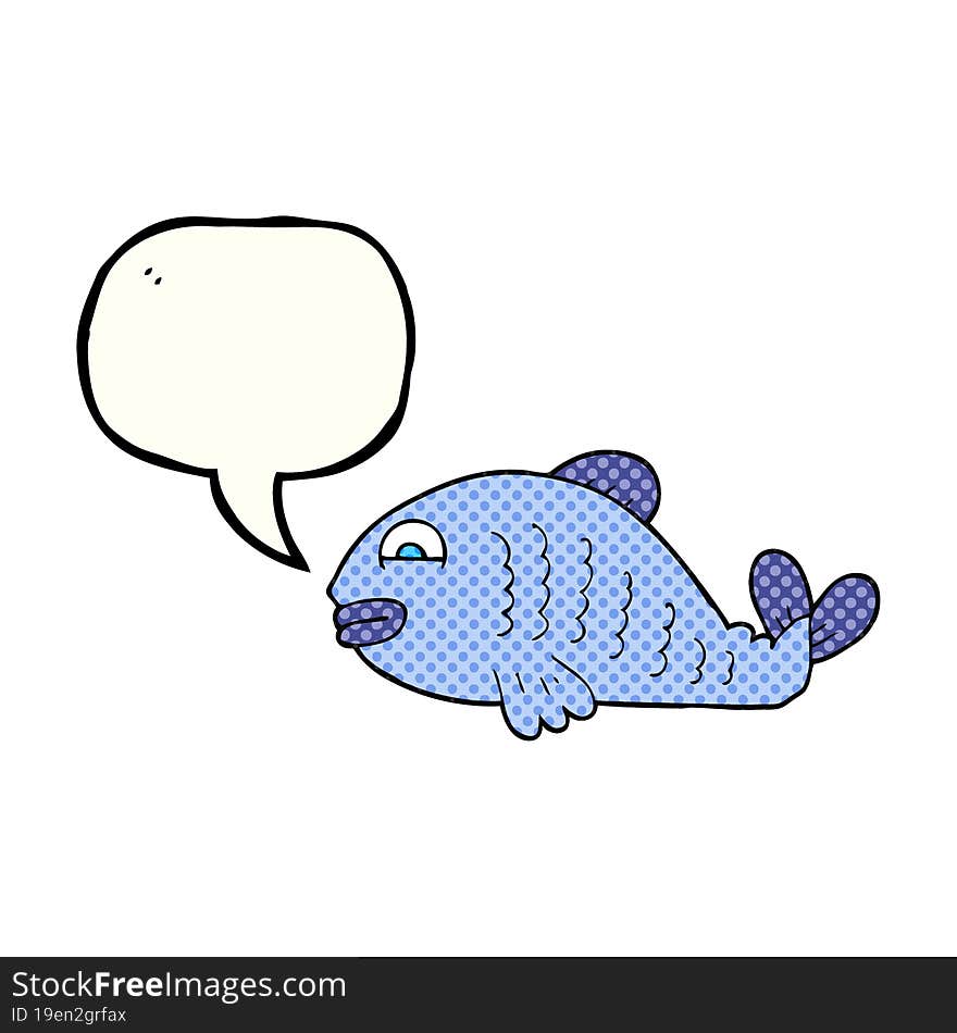 freehand drawn comic book speech bubble cartoon fish