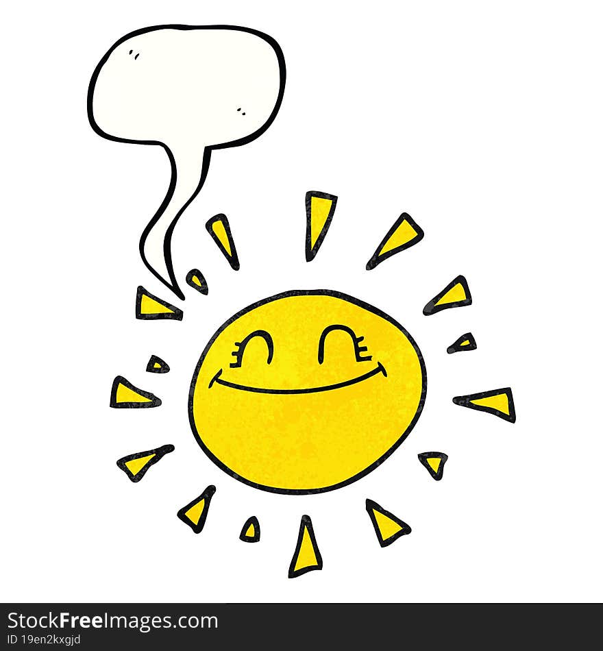 happy speech bubble textured cartoon sun