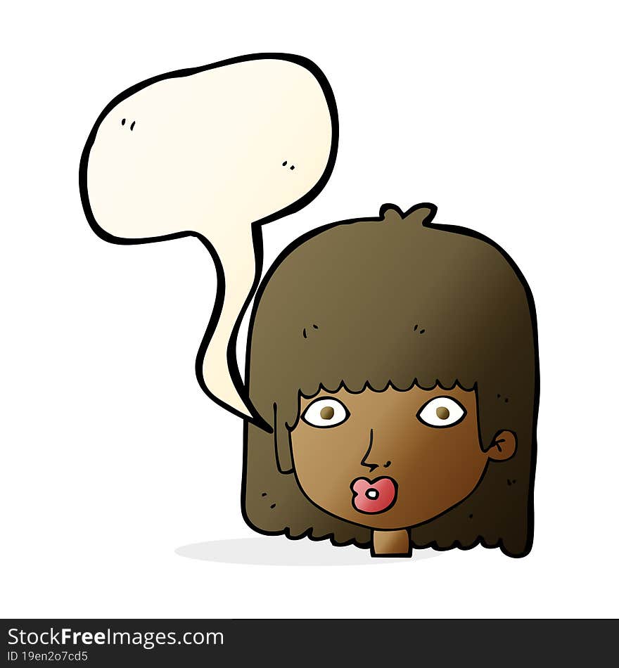 cartoon surprised woman with speech bubble