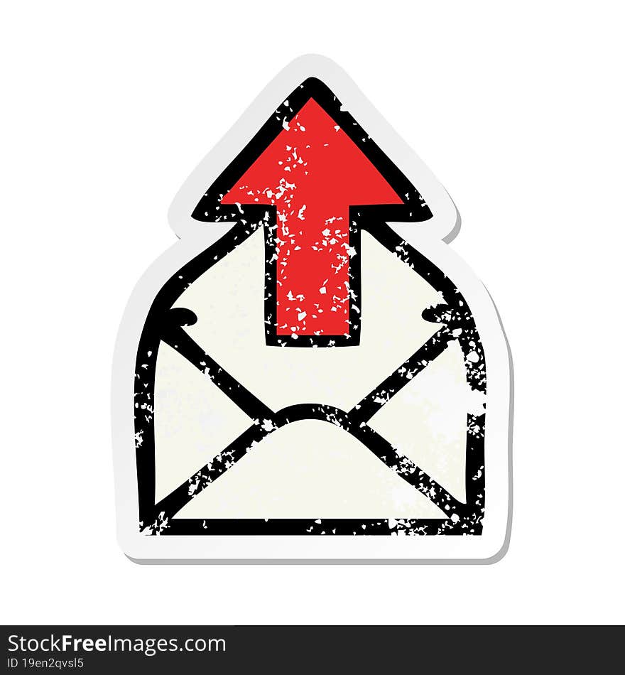 distressed sticker of a cute cartoon email sign