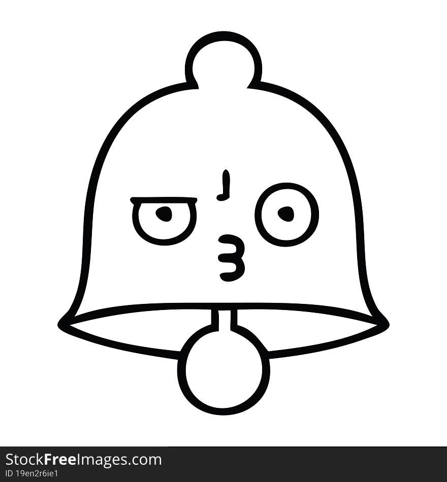 line drawing cartoon of a bell. line drawing cartoon of a bell