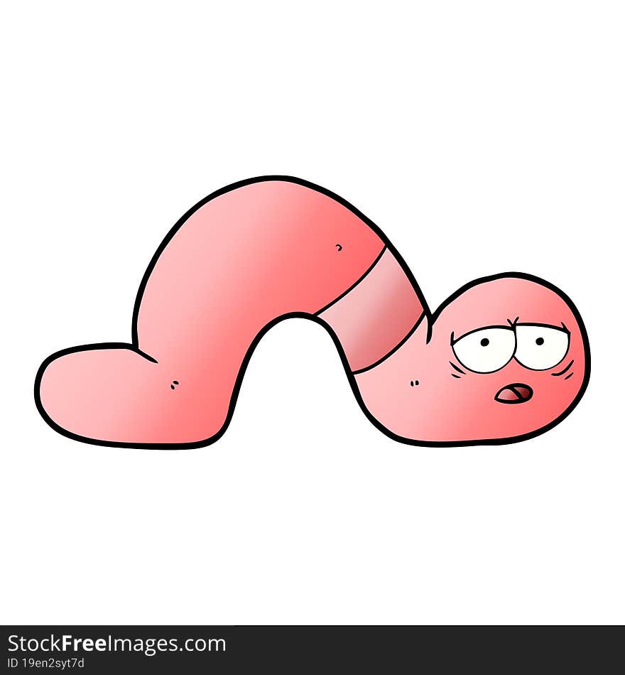 cartoon tired worm. cartoon tired worm