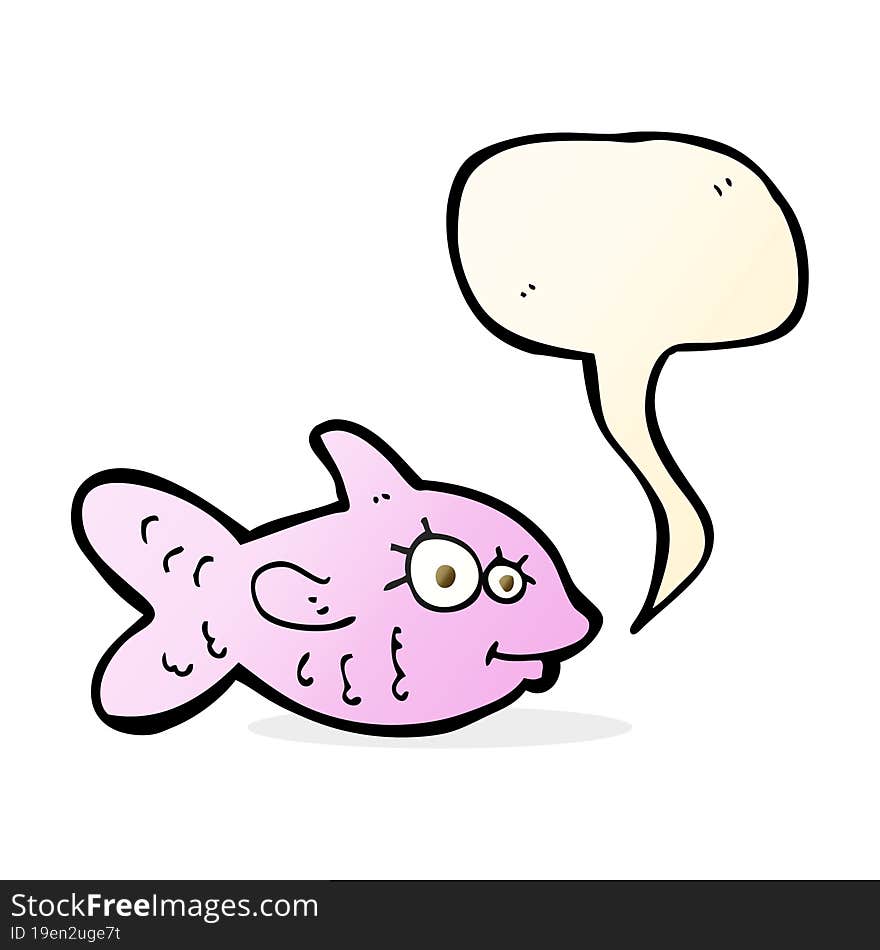 Cartoon Happy Fish With Speech Bubble