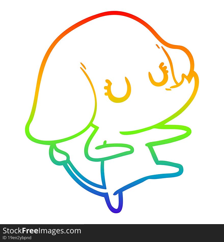 rainbow gradient line drawing cute cartoon elephant