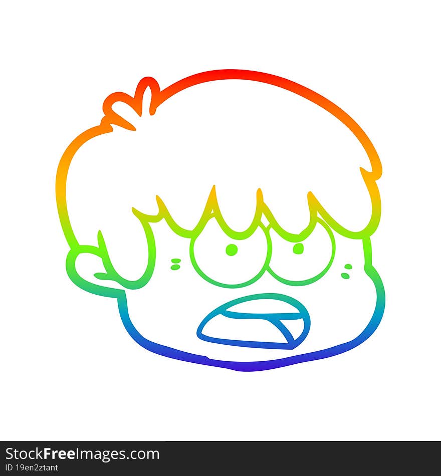 Rainbow Gradient Line Drawing Cartoon Male Face