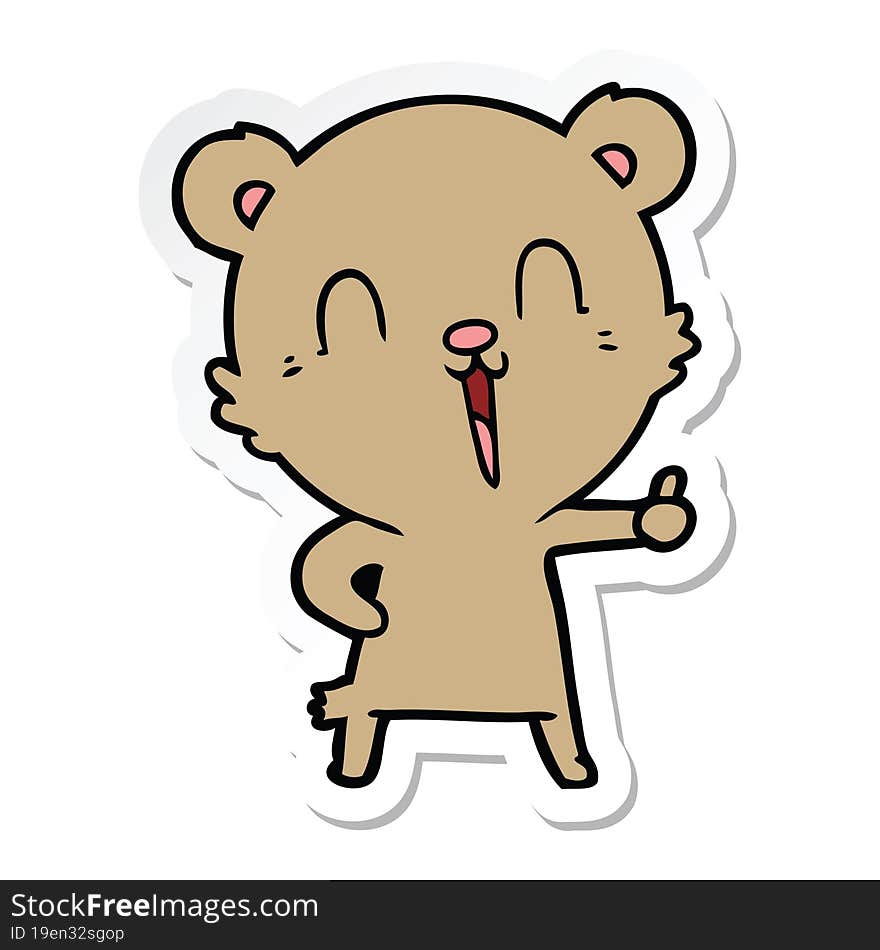 Sticker Of A Happy Laughing Cartoon Bear