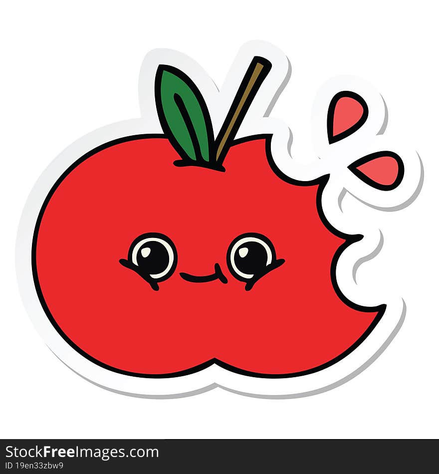 Sticker Of A Cute Cartoon Apple