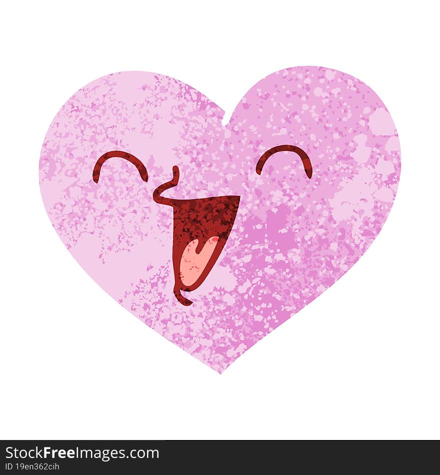 quirky retro illustration style cartoon happy heart