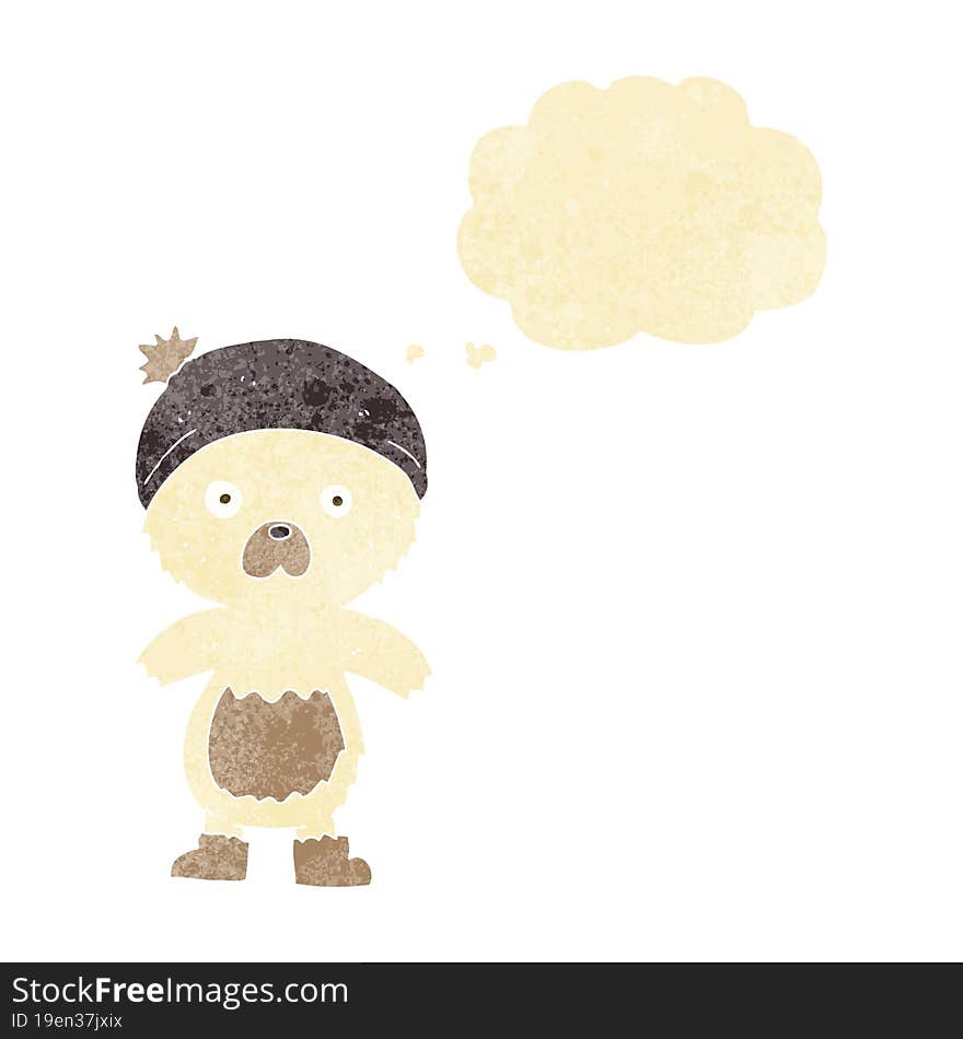 cartoon cute teddy bear with thought bubble