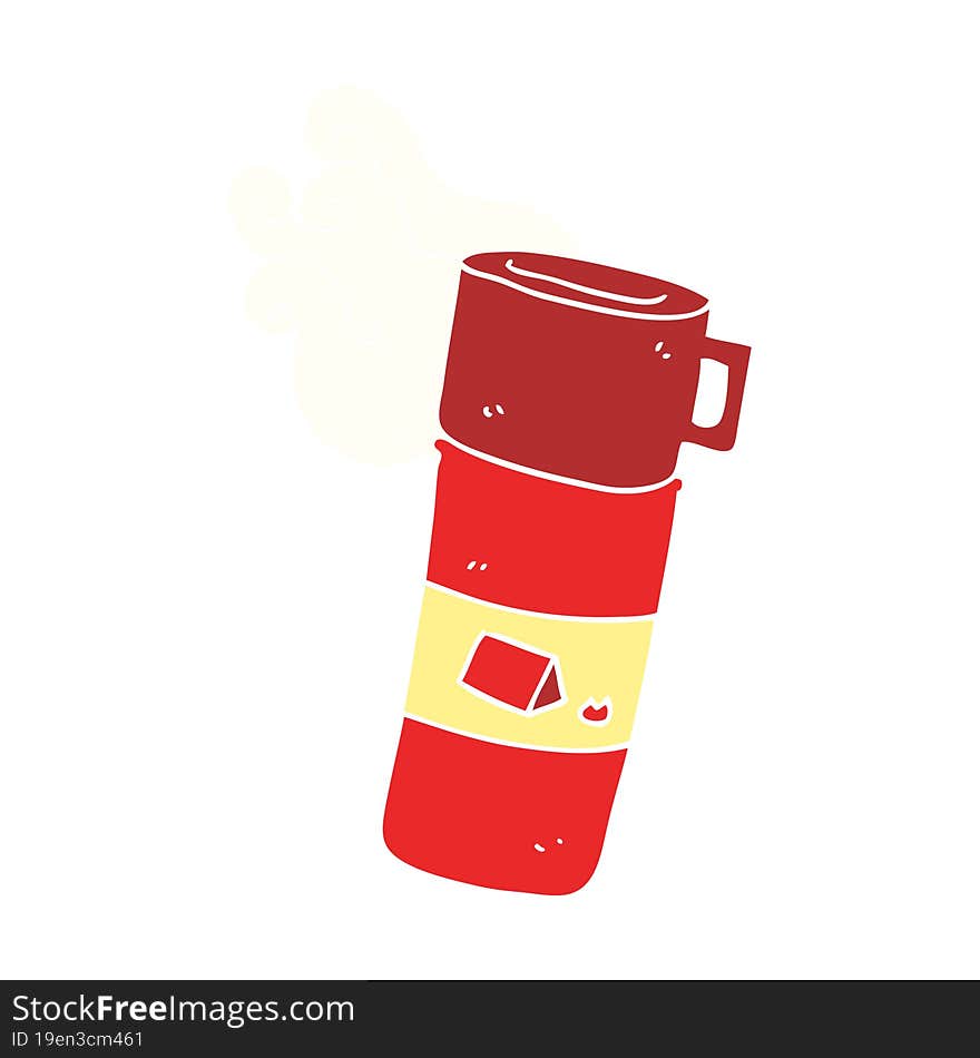 flat color illustration of a cartoon camping flask