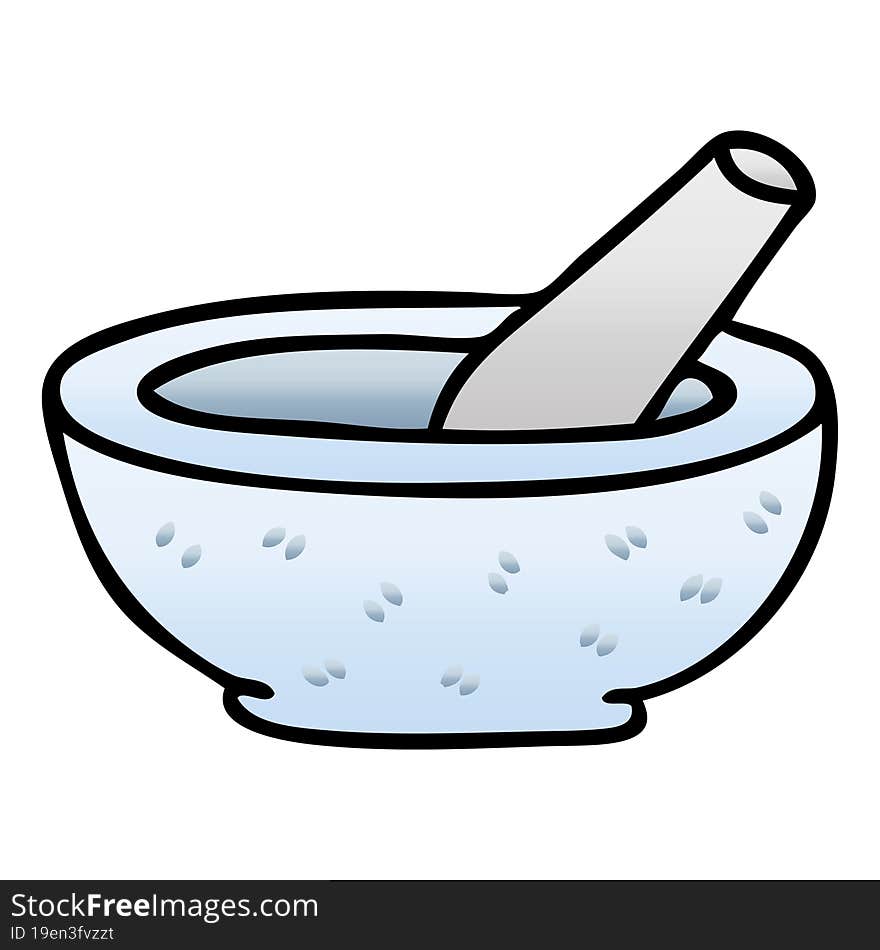 quirky gradient shaded cartoon pestle and mortar