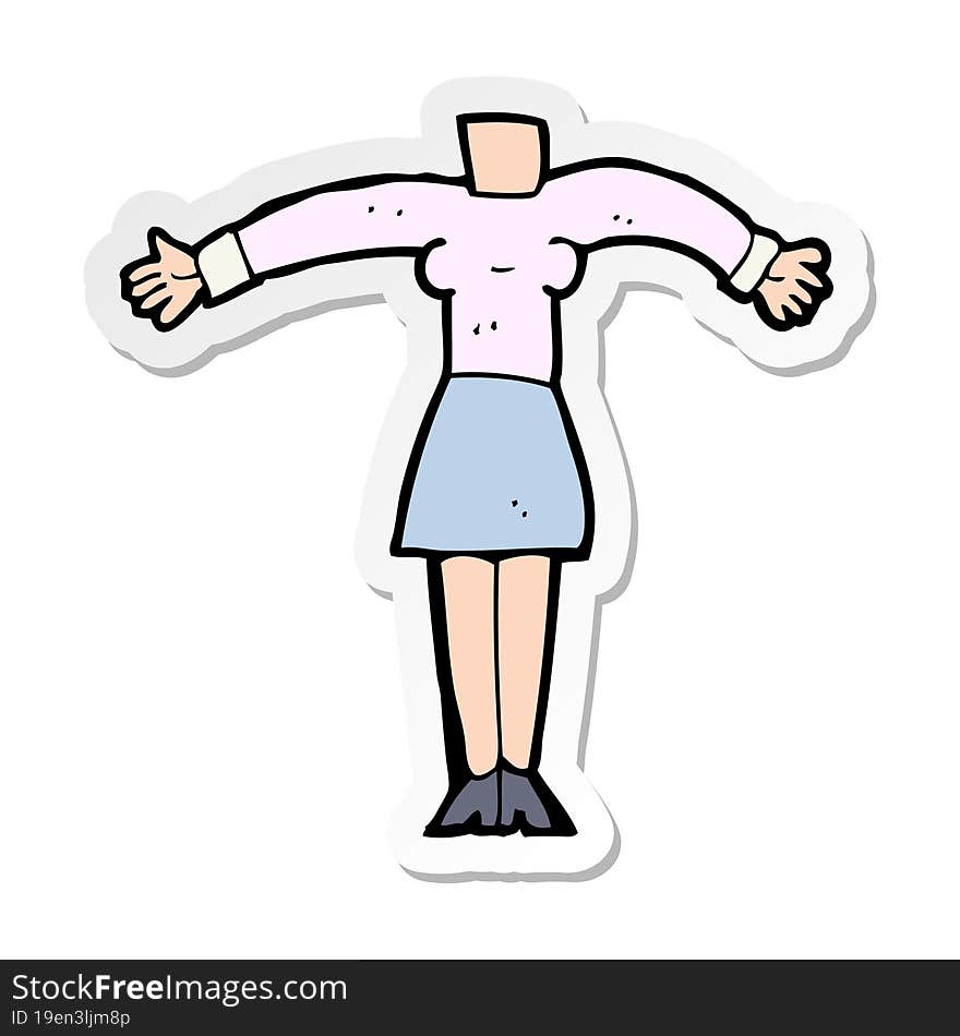 sticker of a cartoon female body