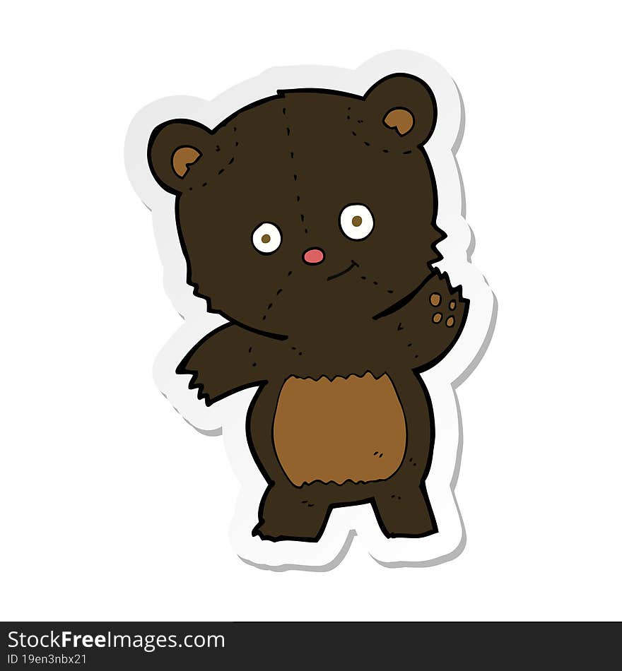 Sticker Of A Cute Black Bear Cartoon