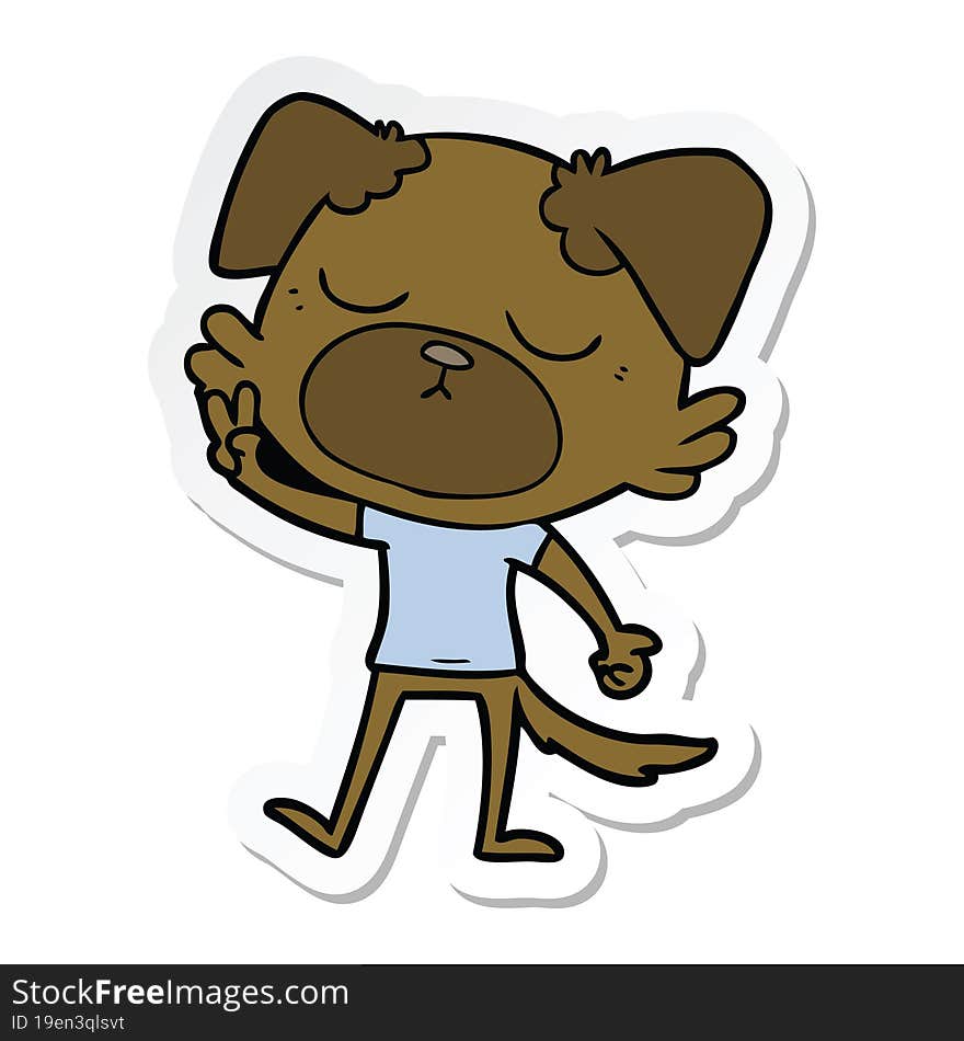 Sticker Of A Cute Cartoon Dog