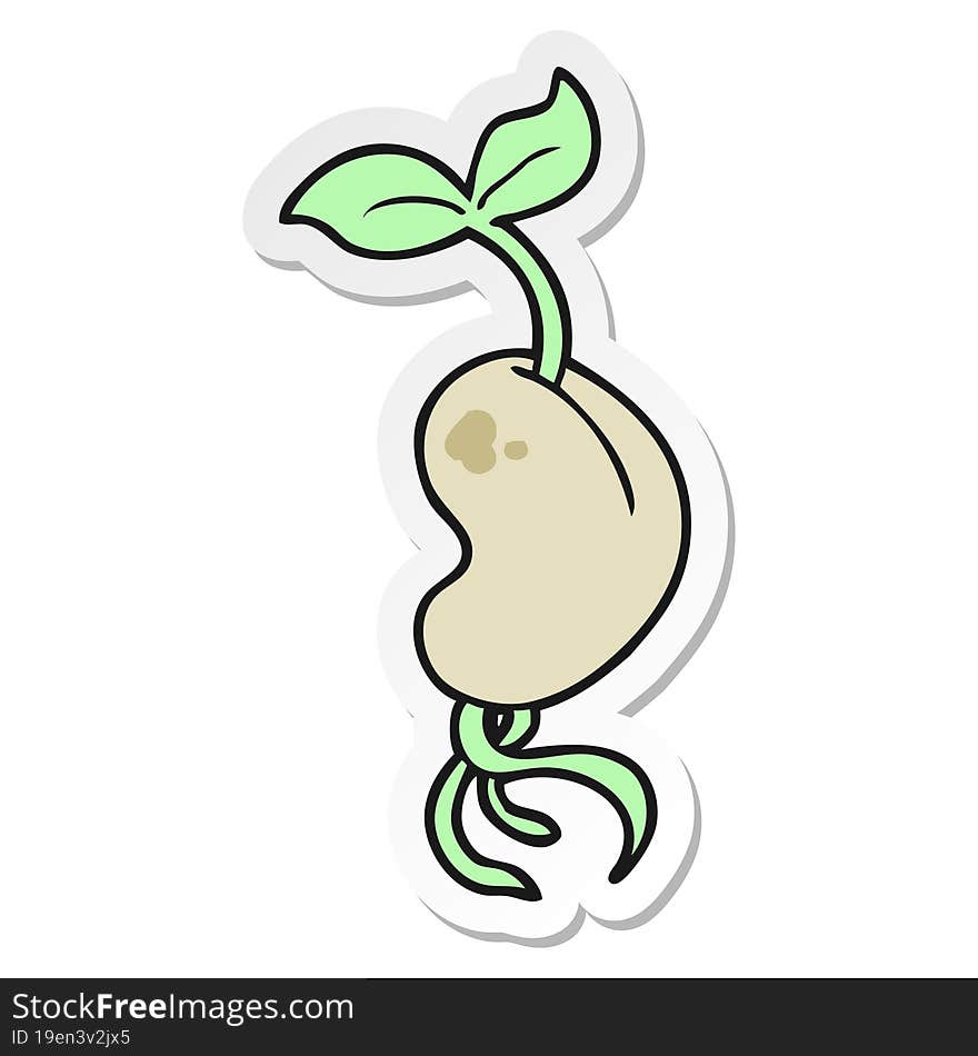 sticker of a cartoon sprouting seed