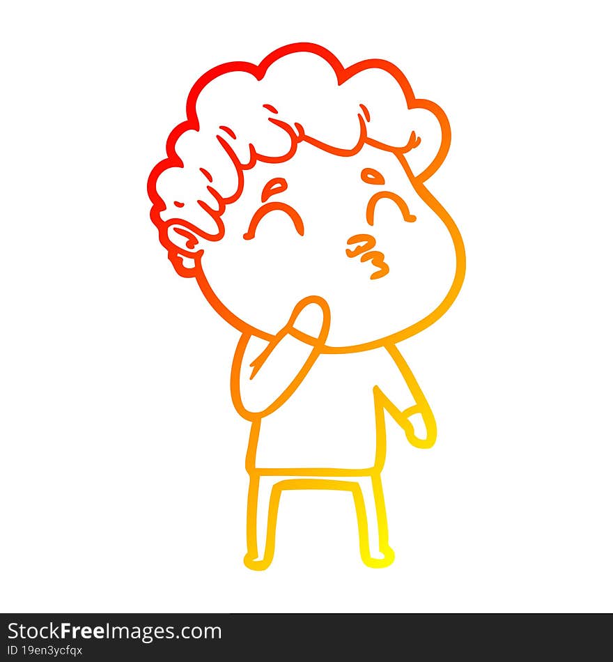 warm gradient line drawing cartoon man pouting