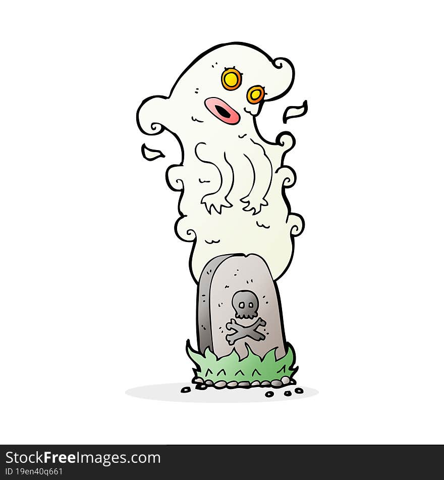 Cartoon Ghost Rising From Grave