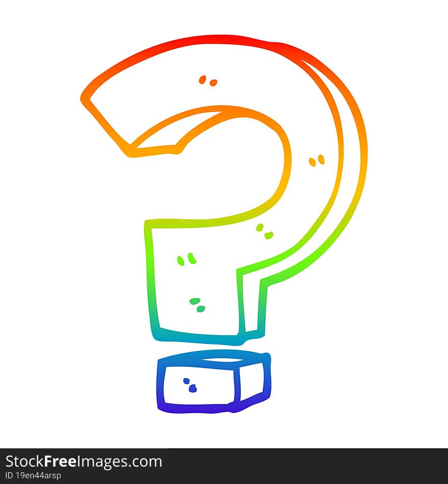 rainbow gradient line drawing cartoon question mark