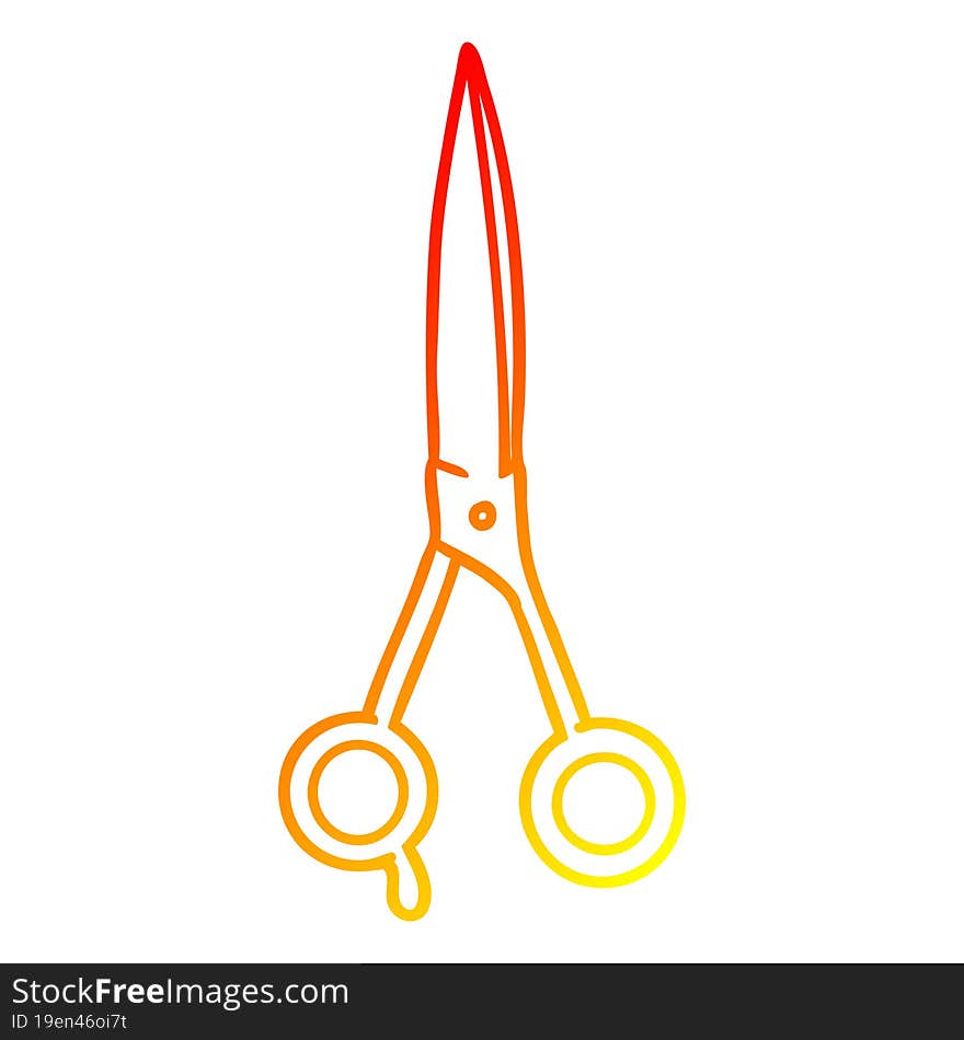 Warm Gradient Line Drawing Cartoon Barber Scissors