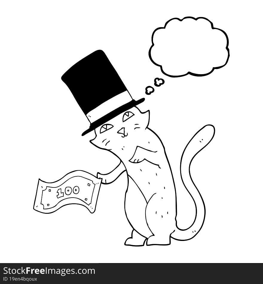 thought bubble cartoon rich cat