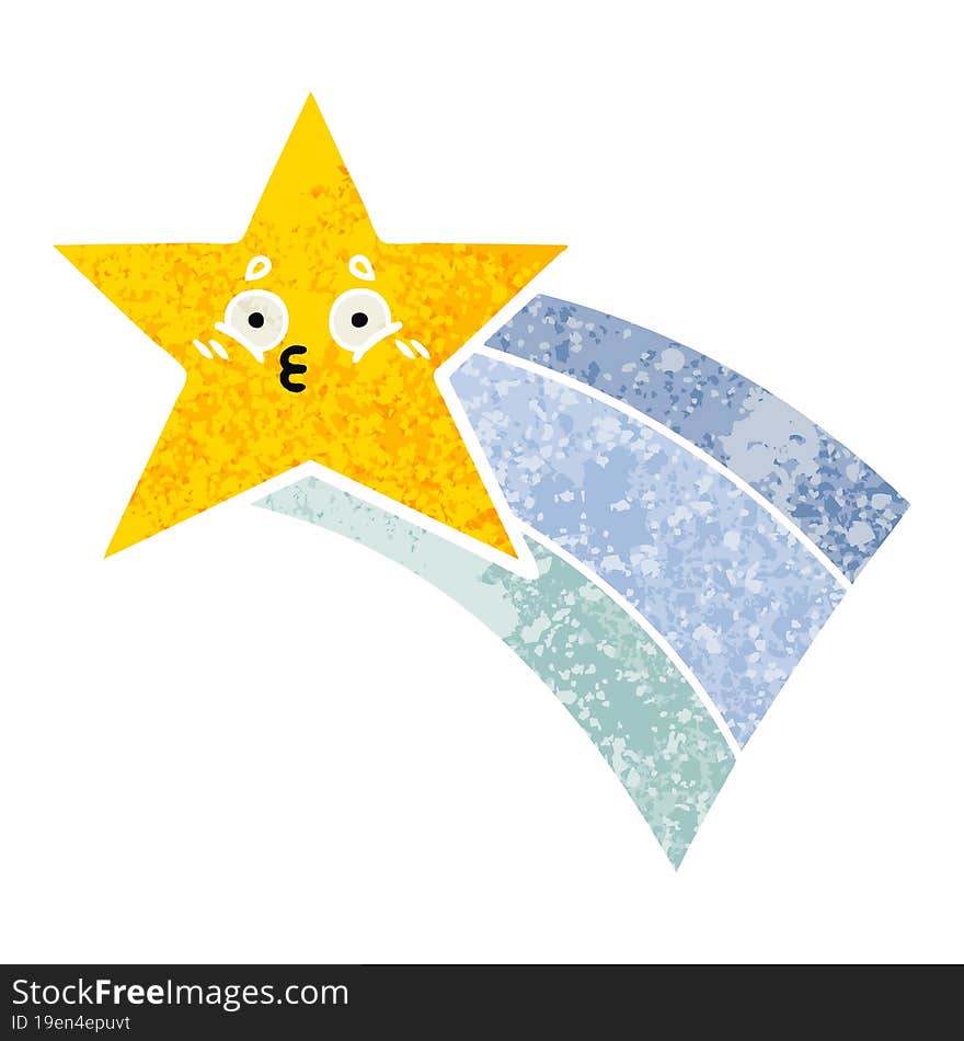 Retro Illustration Style Cartoon Shooting Rainbow Star