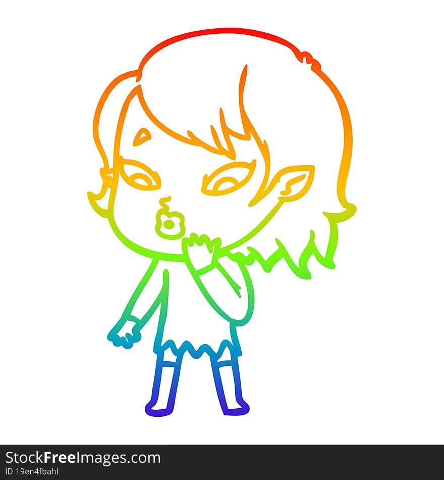 rainbow gradient line drawing cute cartoon vampire girl