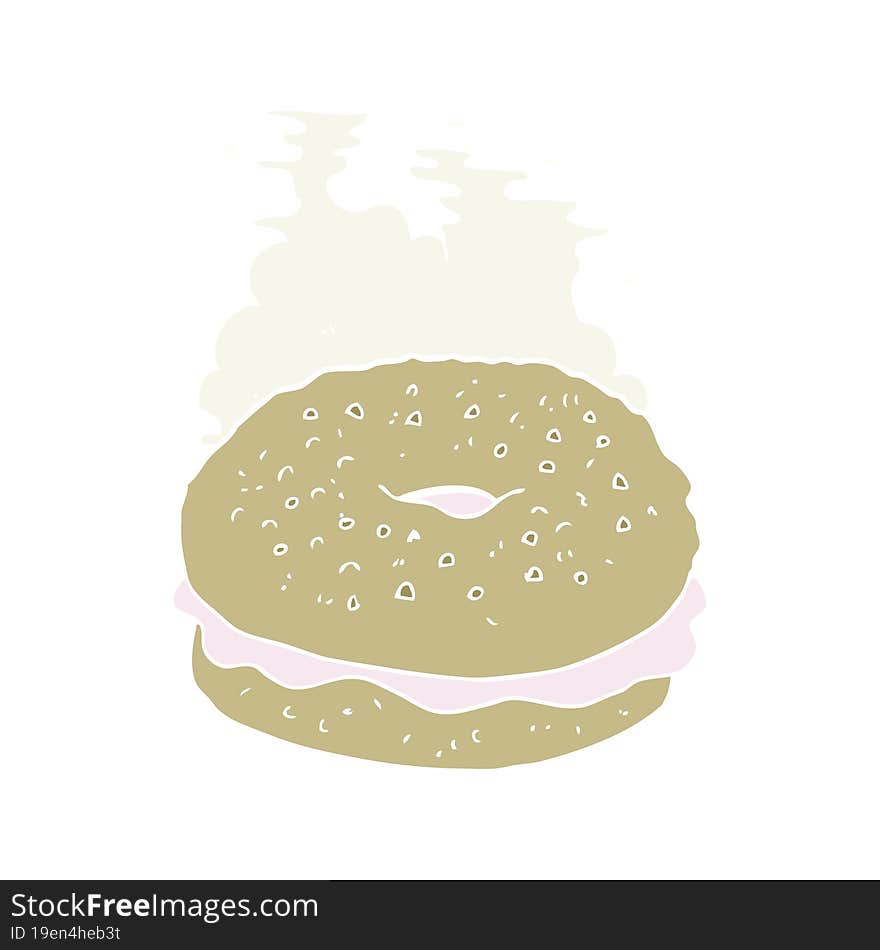 flat color illustration of a cartoon bagel