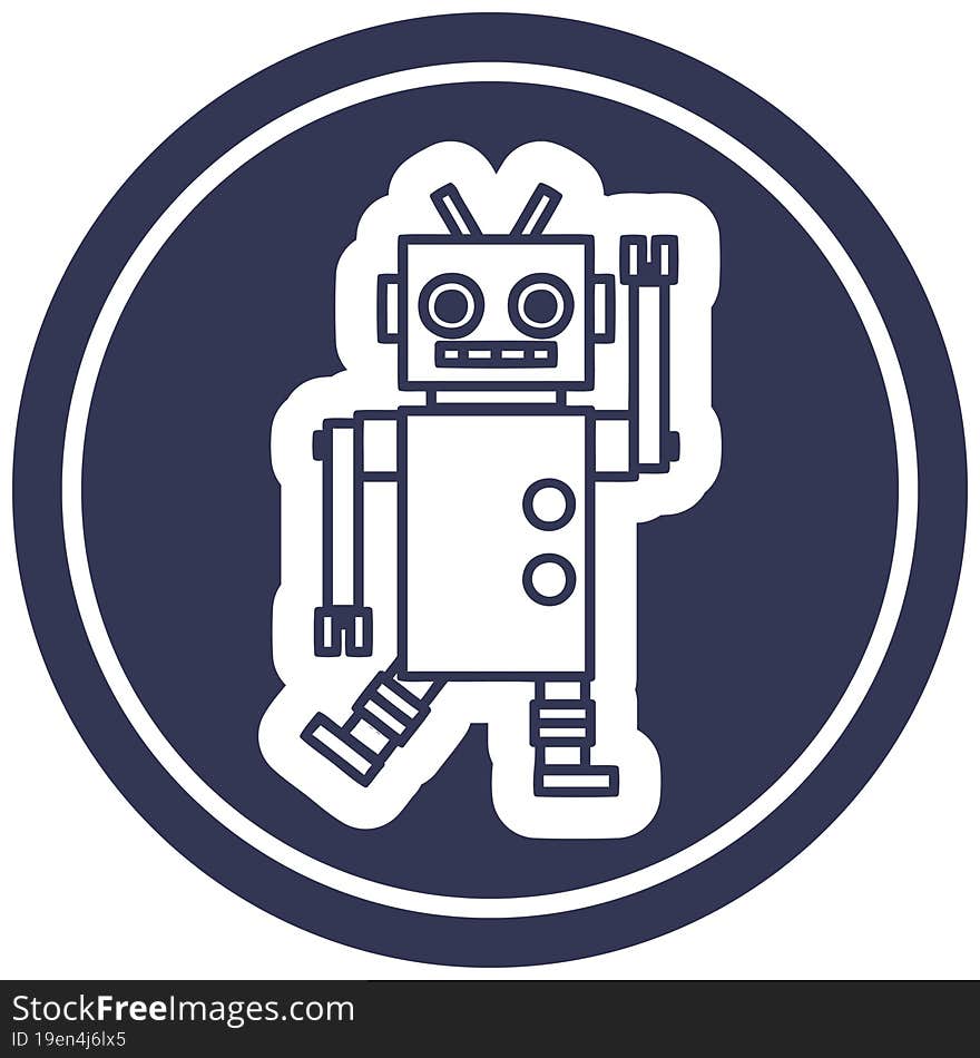 dancing robot circular icon