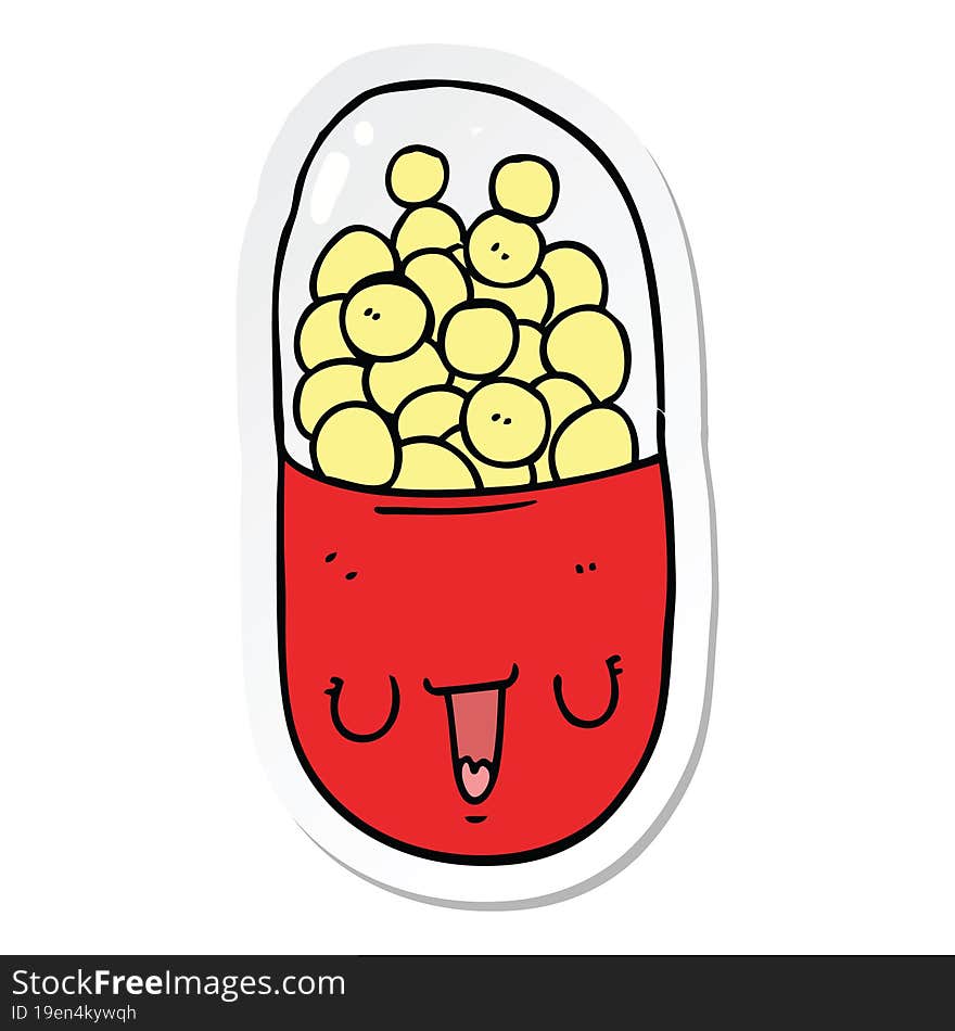 sticker of a cartoon medical pill