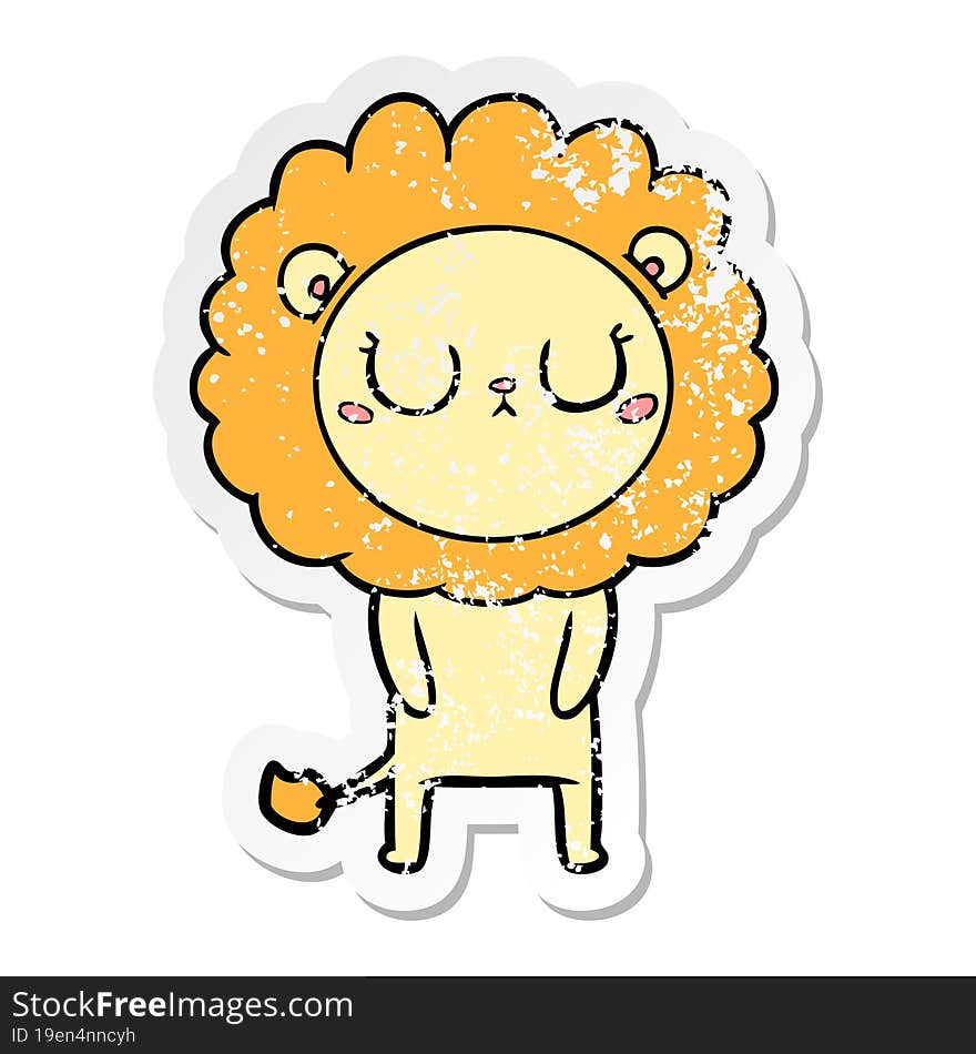 distressed sticker of a cartoon lion