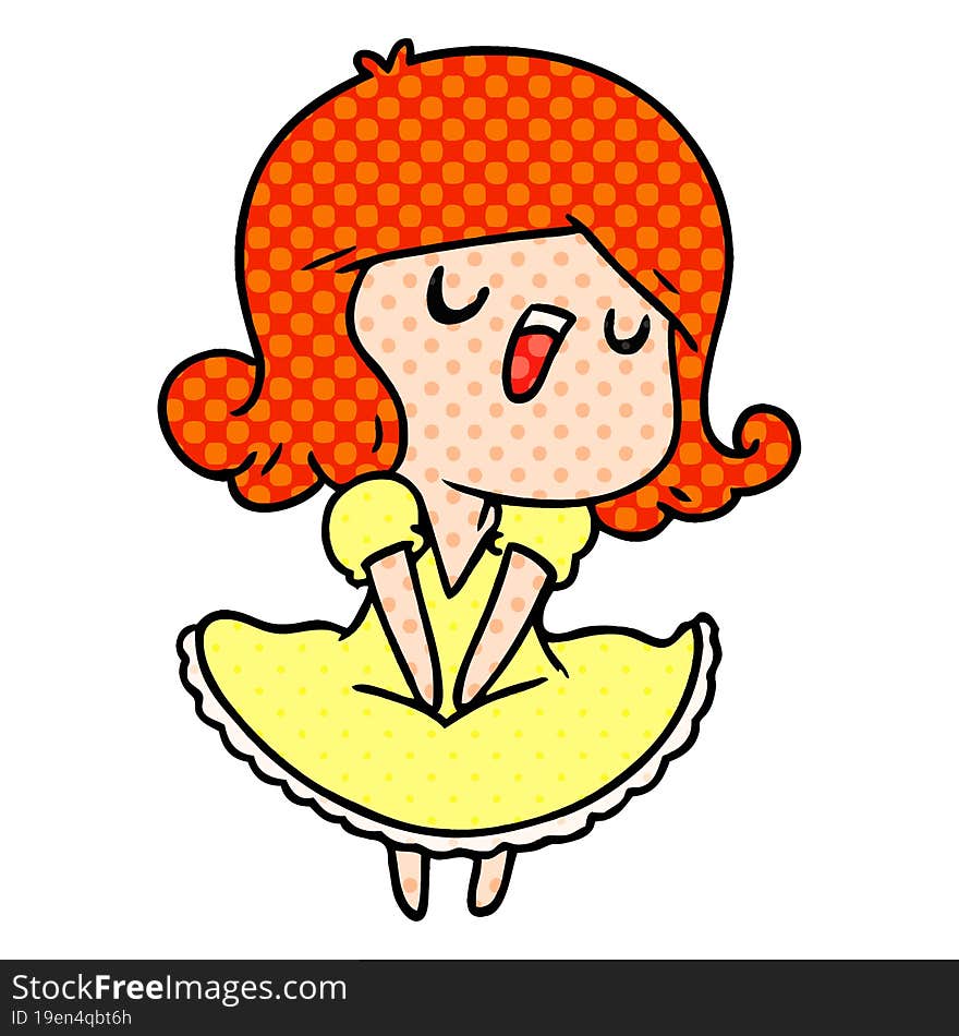 cartoon illustration of a cute singing kawaii girl. cartoon illustration of a cute singing kawaii girl