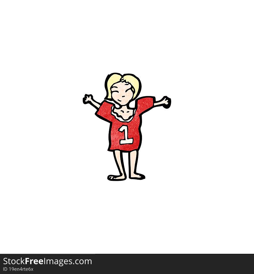 Cartoon Woman In Sports Shirt