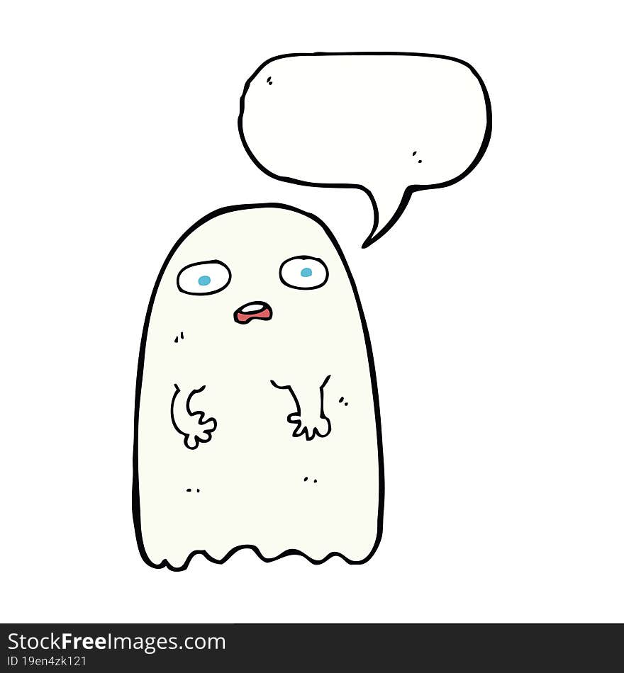 Funny Cartoon Ghost With Speech Bubble