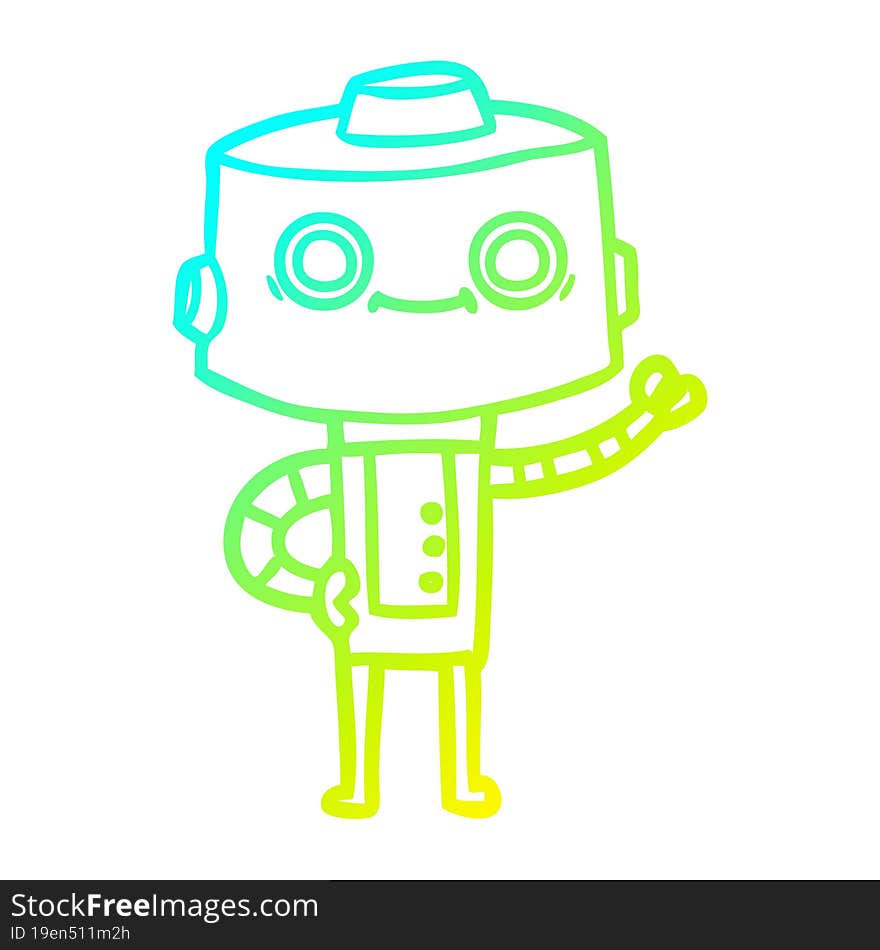 cold gradient line drawing cartoon robot