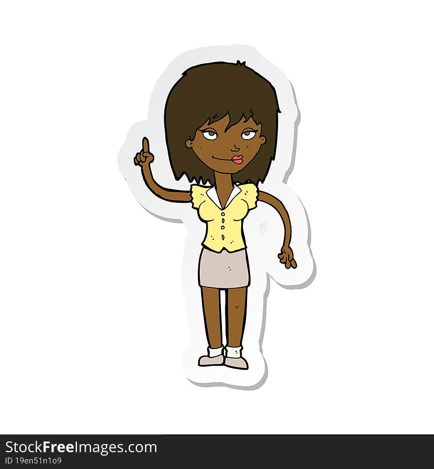 sticker of a cartoon woman with idea